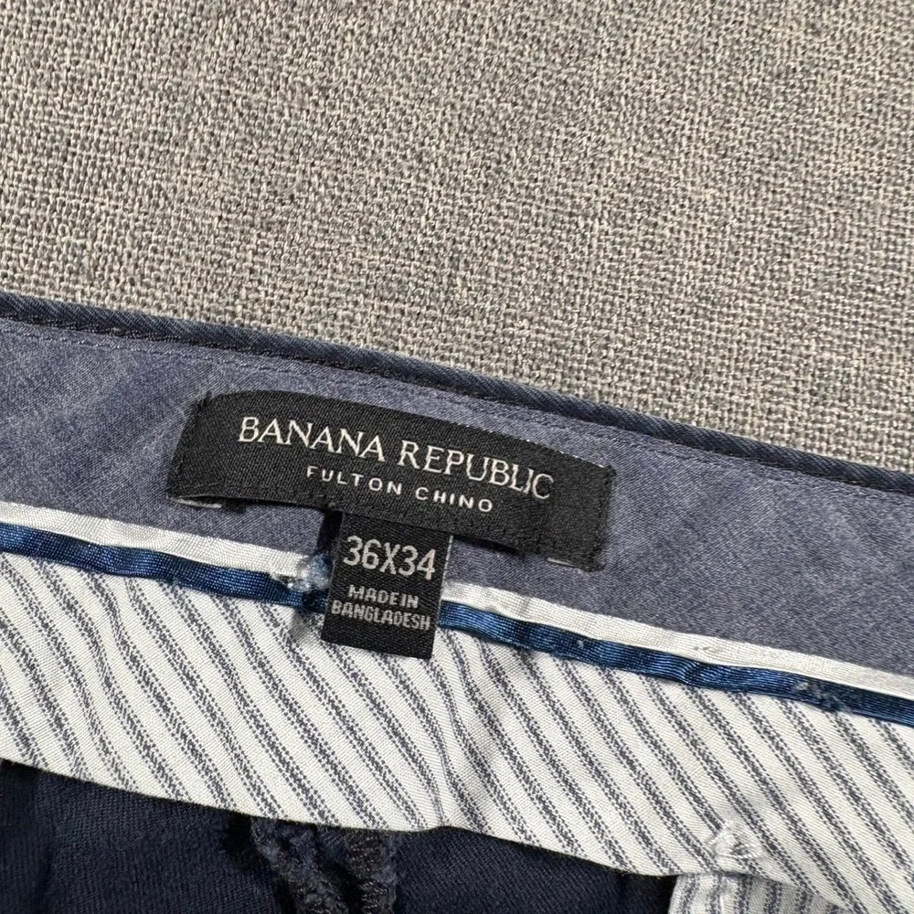 Banana Republic Fulton Chino Pants Mens 36x34 Navy Blue Slim Fit Cotton Stretch